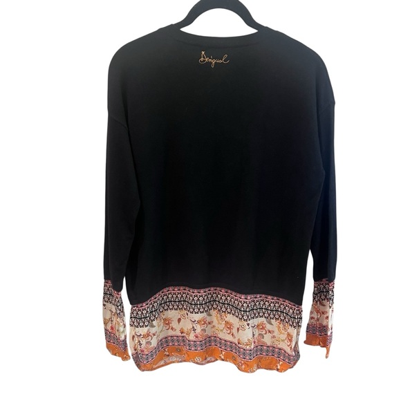 Desigual Black Sweater Top with Floral and Patterned Accents Size Medium - Picture 2 of 7